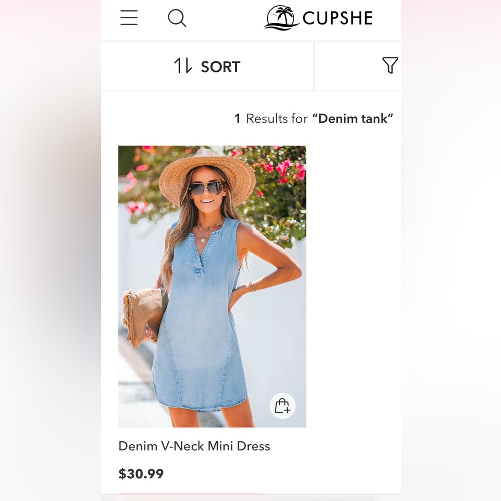 Denim tank mini dress or tunic top by Cupshe brand new - Picture 2 of 6